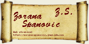 Zorana Španović vizit kartica